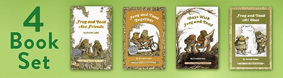 Three books about frogs and toads are shown.